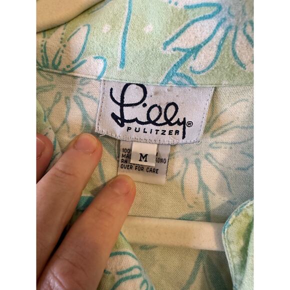 Vintage Rare Lilly Pulitzer Women Daisy Blue Green Button Collared PJ Set Medium - Picture 4 of 15